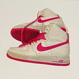 NIKE DUNK AIR FORCE FUCHSIA  AND WHITE ICONIC HIGH TOP LADIES SZ 8